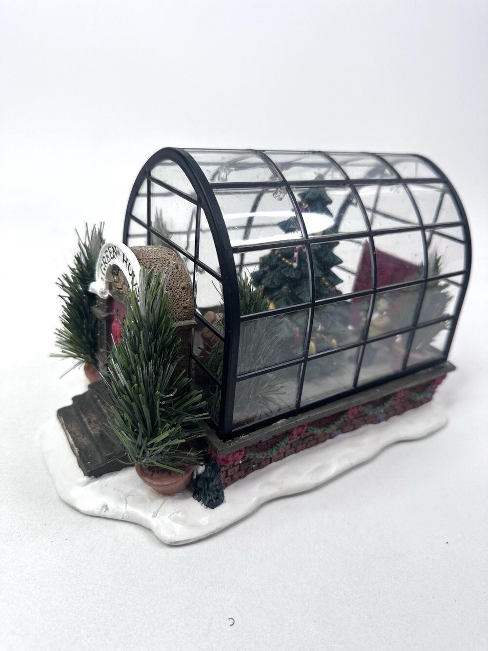 2003 Village Collection by St. Nicholas Square Illuminated GREENHOUSE Christmas
